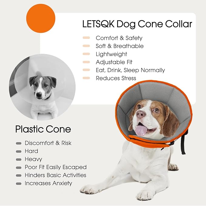 Dog Cone Collar After Surgery for Large Dogs, Adjustable Soft Cone for Dogs to Stop Licking, Professional Elizabethan Collar for Pet, Recovery Cones for Wound Healing & Hot Spots