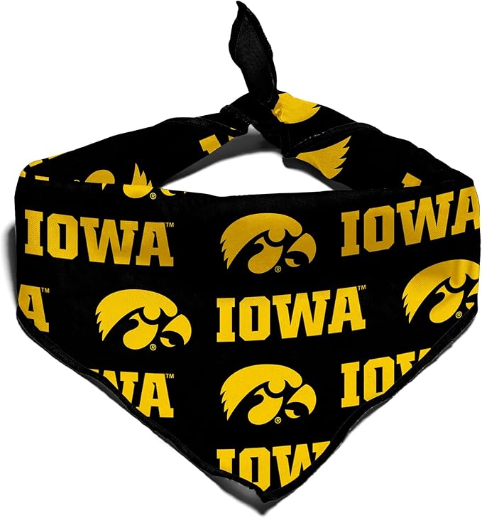 Iowa Hawkeyes Officially Licensed Bandana for Dogs and Cats | Fits Pets Great Gift Idea | Easy-to-Tie (Small, 13")