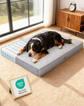 OhGeni Orthopedic Waterproof Dog Bed for Extra Large Dogs, Machine-Washable Removable Cover in Easy-Clean Fabric, High Density Foam & Easy-Carry Handle, Wider and Larger, 54 inch (Gray)