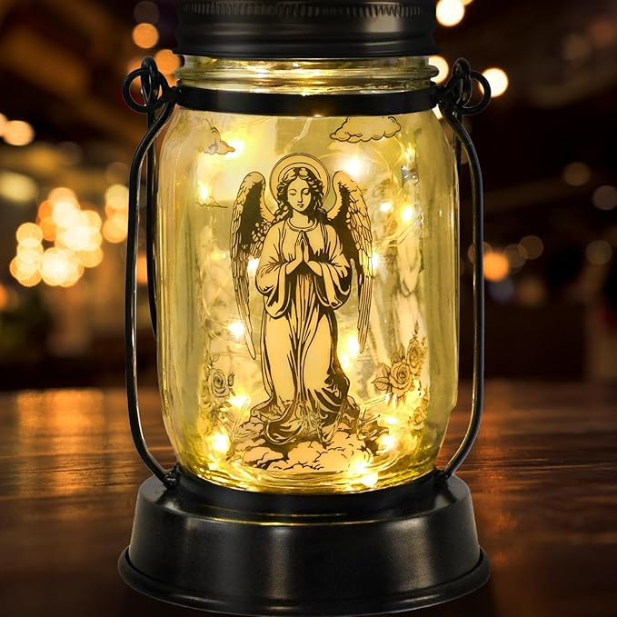 kyoryuger Guardian Angel Gifts for Women/Men Angel Praying Solar Lantern Mom Birthday, Mothers Day, Sympathy Solar Lantern Garden Decoration Outside for Yard, Patio,Backyard,Porch, Torches