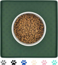 Ptlom Pet Placemat for Dog and Cat, Waterproof Silicone Pet Feeding Bowl Mats for Food and Water, Small Medium Large Dogs Mat Prevent Residues from Spilling to Floor, Hunter, 11.8"x11.8"