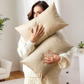 Pack of 2 Leather Lumbar Pillow Covers, Modern Decorative Thickened Luxury Faux Leathe Throw Pillow Covers for Home Decor Outdoor Waterproof Pet Hair Resistant Pillow Covers 12x20 inch Beige