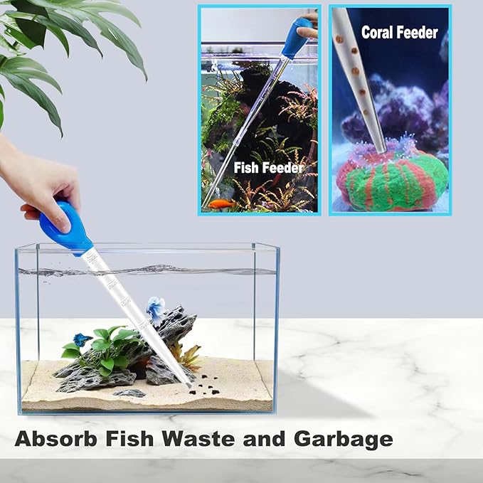 Carefree Fish Aquarium Gravel Cleaner 6Ft Hose Fish Tank Water Changer Gravel Vacuum Adjustable Length ABS(for 20~100Gal Tank)