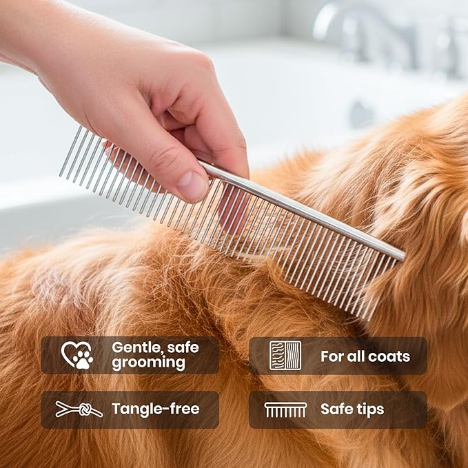 DELOMO Dog Washing Gloves with Comb: Soft and Gentle Silicone Pet Grooming Gloves - Bathing Scrubber Brush Mitt Grooming Shedding Fur Removal Massage for Dogs/Cats/Horse, Grey
