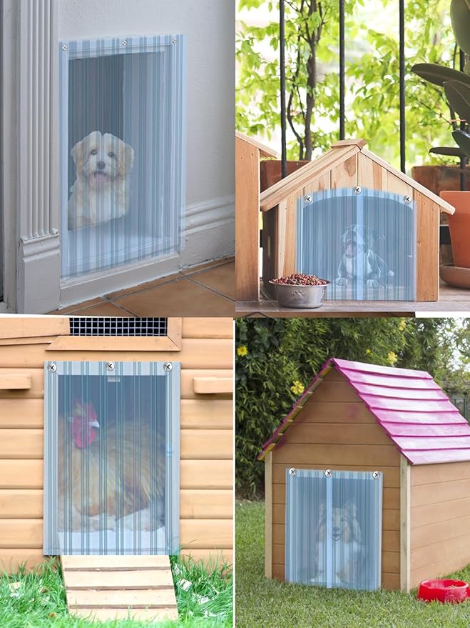 MEWTOGO 15.7 in x 4.9 ft Dog Door Replacement Flaps - Safe Plastic Vinyl Strip for DIY Doghouse Entry Door or Cat Door, Transparent Dog House Door Flap, Easy to Cut & Install