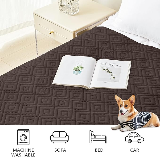 hyha Waterproof Dog Blanket, Soft Pet Bed Blankets, Waterproof Sofa Couch Cover for Dogs Washable, Reversible Pet Couch Covers for Sofa Furniture (68x82 Inch, Chocolate/Dark Grey)