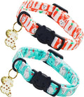 Easter Cat Collar-2 Pack Collars White and Orange Rabbit Print Breakaway with Kitten and Bell Pendant Safety Buckle Adjustable Pet Collar Gift for Cats and Small Pets