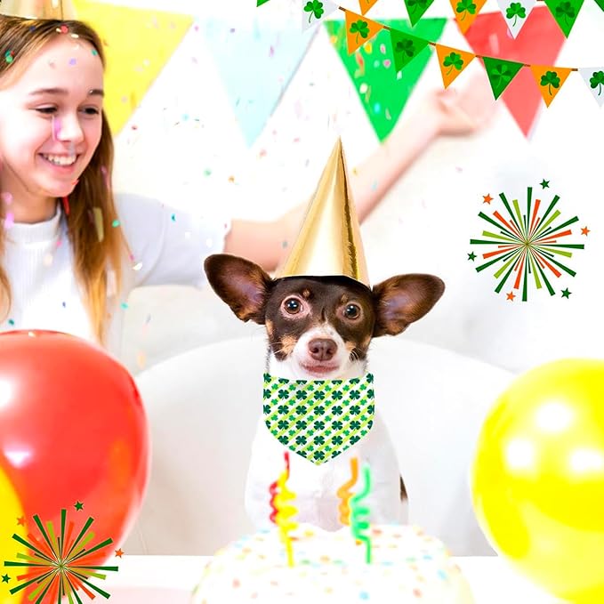 St. Patrick's Day Dog Bandana, 2 Pack Adjustable Holiday Party Pets Saint Patrick Day Bandana Triangle Bibs Lucky Dog Cat Scarf Set