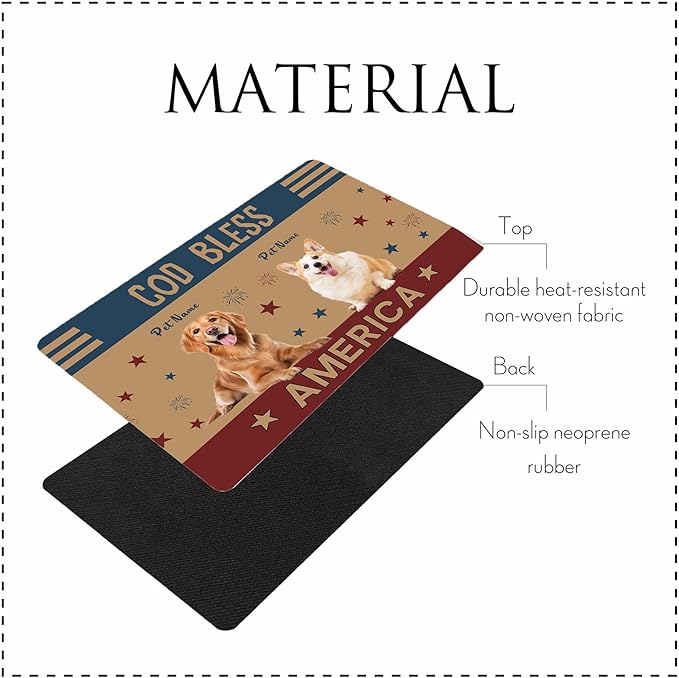 Personalized Dog Cat Mat with Name Photo Custom Placemat Feeding Mats for Food and Water Customized Non-Slip Waterproof Doormat for Bowls Outdoor Indoor Floors Gifts for Pet Owner