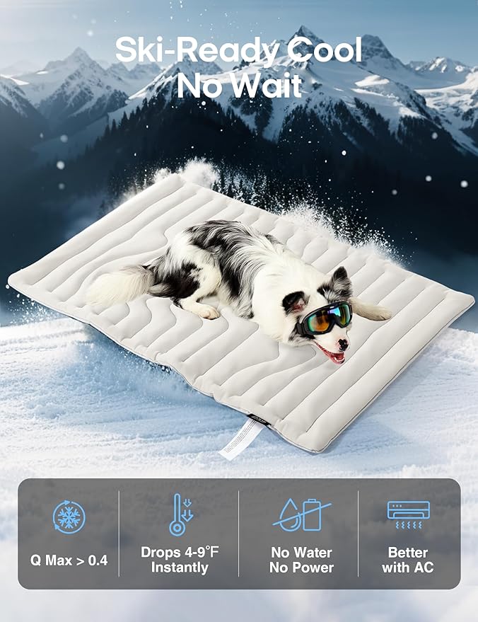 ZonLi Dog Cooling Mat, 20" x 16"Small, Reversible Cooling Pad for Cats & Rabbits (Cool & Warm), Durable & Machine Washable, Pet Mat for Crate, Kennel, Bed, Sofa, Arctic Grey