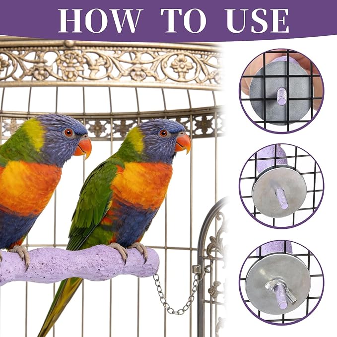 Bird Beak Grinding Stone, 2 Pcs Parrot Resin Beak Grinder Stones Anti-Slip Parakeet Nail Trimming Stick Platform Foot Claws Trimmer for Parrot Cage Accessories