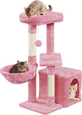Topeakmart Cat Tree Tower for Indoor Cats, 34.5in Cute Kitten Tree Activity Center with Condo & Scratching Post, Multi-Level Pet Climbing Tower Play House w/Large Perch, Platform, Basket, Pink
