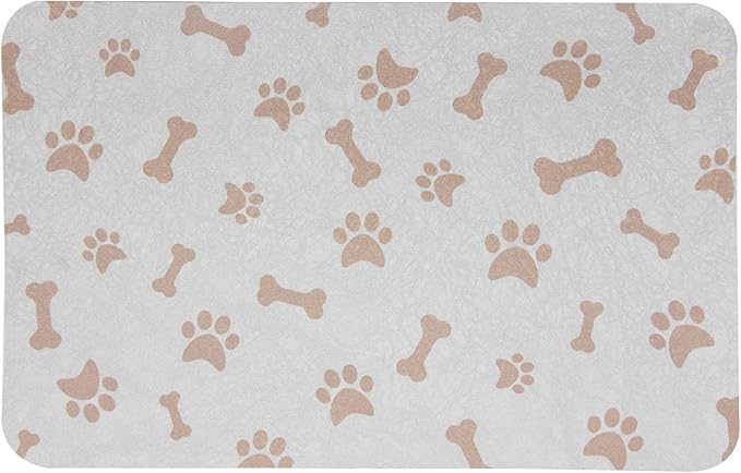 YCT Dog Food & Water Mat - Absorbent Non-Slip Pet Supplies Mat, 11.8"x18.1" Beige