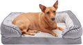 Furhaven Orthopedic Dog Bed for Medium/Small Dogs w/ Removable Bolsters & Washable Cover, For Dogs Up to 35 lbs - Plush & Velvet Waves Perfect Comfort Sofa - Granite Gray, Medium