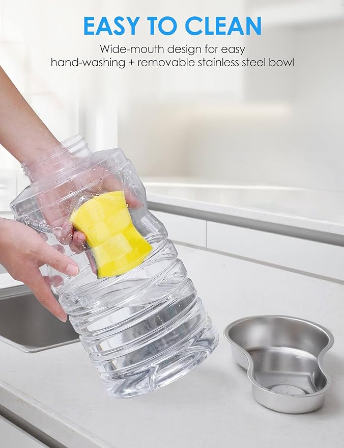 2.1 Gallon Automatic Dog Water Dispenser【Wide Mouth for Easy Hand-in Cleaning】【Removable Stainless Steel Bowl】, Gravity Refilling Large Capacity for Cats and Dogs, Multi-Pet Homes