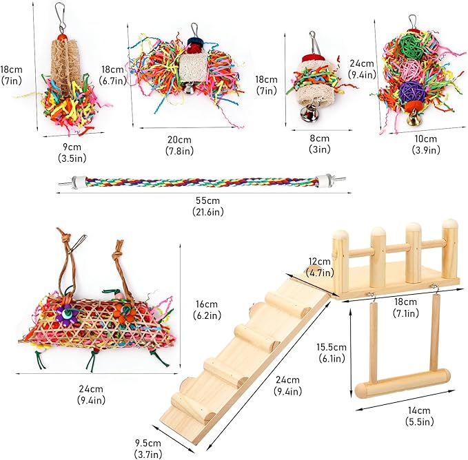 Morezi Bird Swing for cage Parakeet Parrot Swing Wood Ladder Toy Accessories Play Gym Budgie Perch Hammock Budgerigar Conure Cockatiel mynah Finches Toys for Small Medium Breeds
