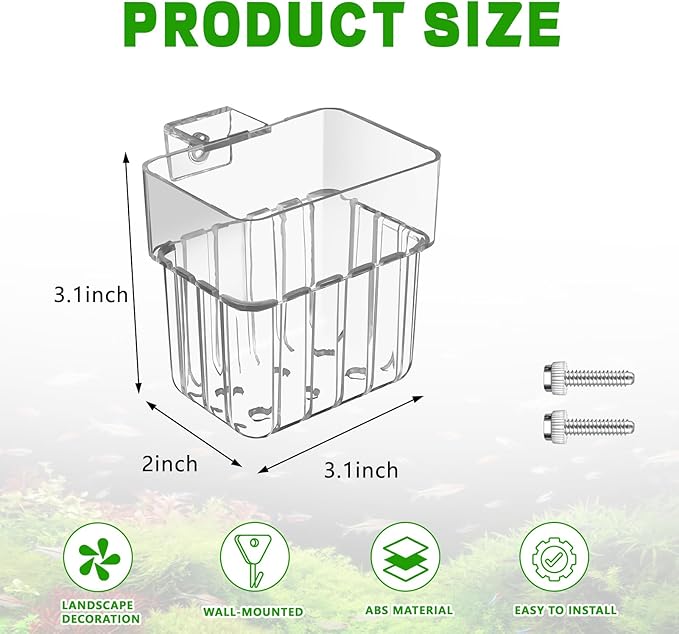 2PCS Aquarium Plant Holder with Hooks Top Clear Acrylic Fish Tank Plant Holder Cup Pots for Fish Tank Aquaponic Plant and Aquascape Decorations