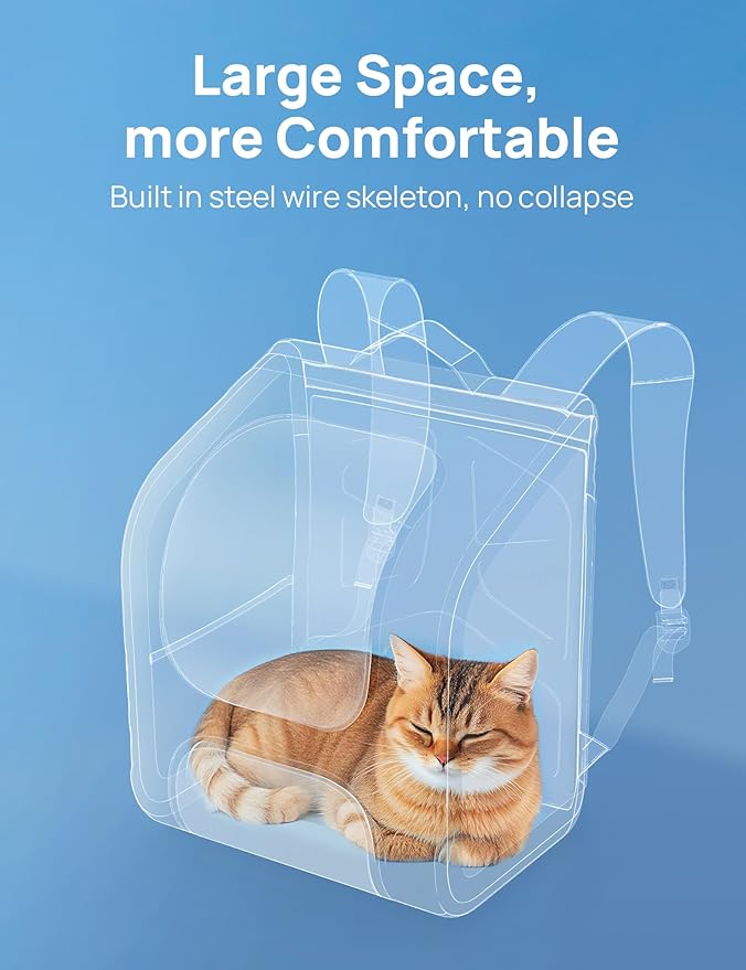 Pecute Cat Backpack Carrier, Large Space Cat Bubble Backpack, Breathable Cat Carrier, Shaded Dog Backpack Carrier, Ergonomic 3D Design for Travel, Hiking, Walk, Suitable for Shopping, Car, Vet, Khaki