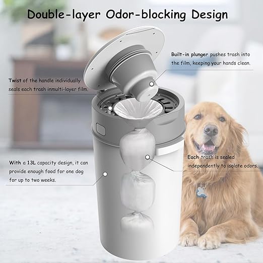 Pet Trash Can| Dog Waste Disposal System for Outdoor and Indoor Odor Control | Dog Poop Trash can | Includes 4 Square Refill Bag