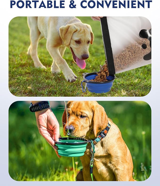 ANVS Silicone Pet Food Storage Bag,30-Cup Dog Food Travel Bag with 2PCS Collapsible Bowls, Perfect for Camping Trip, Dog Boarding, Weekend Getaways and Travel