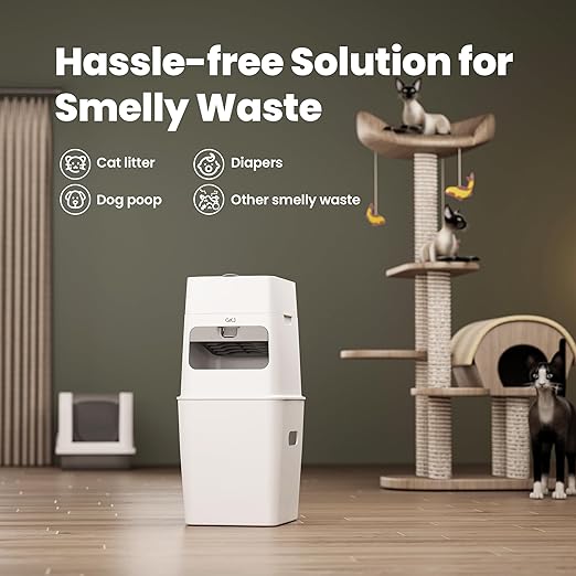 GKJ Cat Litter Box Waste Disposal System for Odor Control Cat Litter Trash Can | Includes 1 roll of 16 Easy Tear-Off Bags | Diaper Trash Can