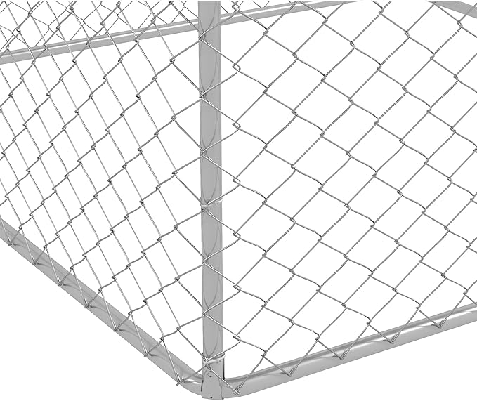 PawHut Outdoor Dog Kennel, Heavy Duty Dog Run Outdoor Fence with Waterproof Cover, Galvanized Chain Link, Secure Lock, for Large Breeds, Chickens, Ducks, 6.5' x 6.5' x 7.8'
