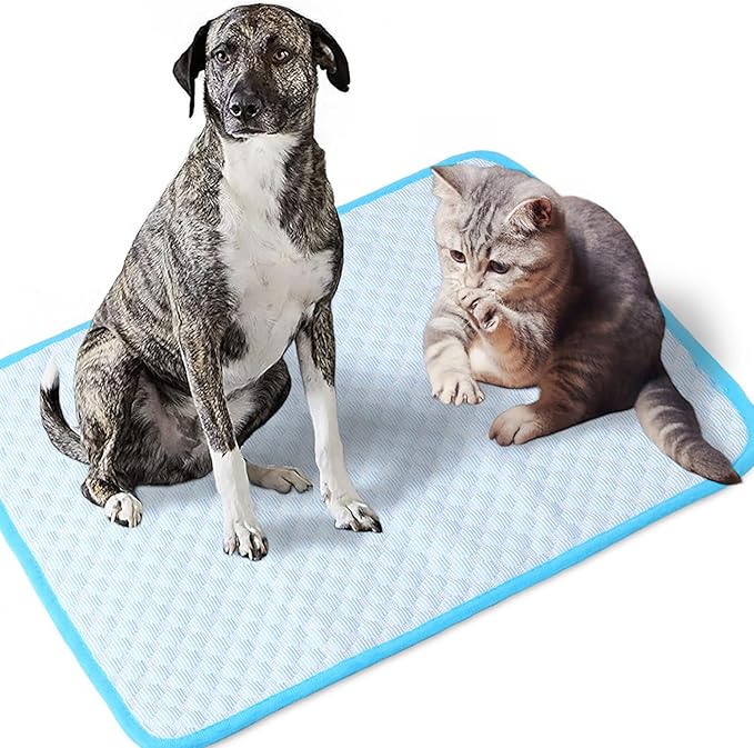 Cooling Mat Pad for Dogs Cats Ice Silk Cooling Bed for Dogs Ice Bed for Cats Pet Mats for Cats Bed Dog Pad Pupy Pad for 5Kg Pet (S/50X40CM)