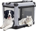 DUMOS Dog Crate 42 Inch Travel Cat Pet Carrier for Extra Large Dog, Portable Foldable Soft Pet Crate with Storage Bag & Washable Pad for Indoor Outdoor Dog Kennel Carrier (XL-80lbs, Grey)