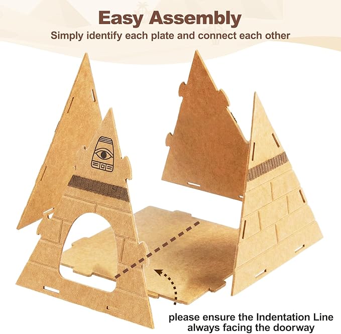 Cat House for Indoor Cats, Scratch-Resistant Cat Cave, Felt Cat Hideaway with Pharaoh Headdress, 17x17x20