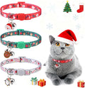 3 Pack Christmas Cat Collars Breakaway with Bell & Charm-Holiday Cat Collar for Girl Boy Cats with Safety Buckle- Cute Santa Snowman Kitten Collar Adjustable 8"-12" for Kitty Puppy Small Pets
