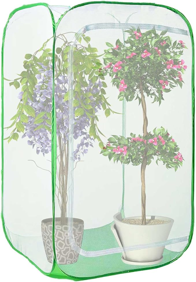 36" Garden Mesh Plant Enclosure Cover, Pop-up Garden Mesh Plant Cover for Pests, Bird and Pest Protection Guard for Fruit, Vegetables, Flowers and Herbs(1Pcs 24x24x36in Having Bottom)