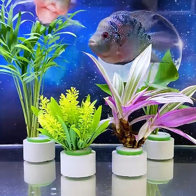 16 Pack Aquarium Plant Weights, Aquatic Plants Fixed Ring Set, Anti-Floating Ceramic Aquarium Plant Rings, Aquarium Landscape Decoration Fish Tank Accessories 1.8 x 1.3 Inch