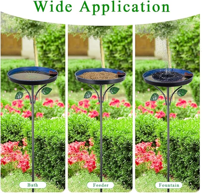 DREAMSOUL Vintage Bird Bath with Vivid Leaves, 38 Inch Tall Birdbath with Stake, Metal Freestanding Bird Bath for Outside Garden Yard Decor