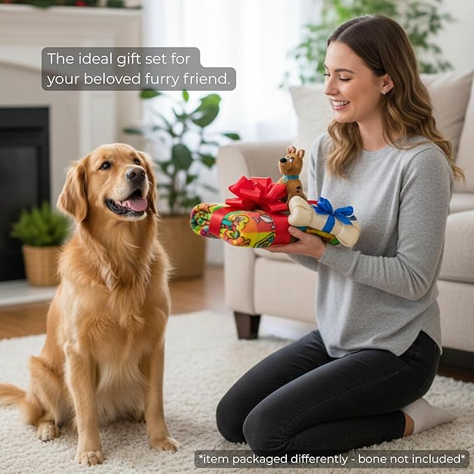 Scooby-Doo Pet Throw & Pet Toy Pillow Set - 40in x 50in Super Soft Cozy Throw Blanket for Dogs & Cats - Couch/Bed/Car, (Officially Licensed Product) by Franco Pet