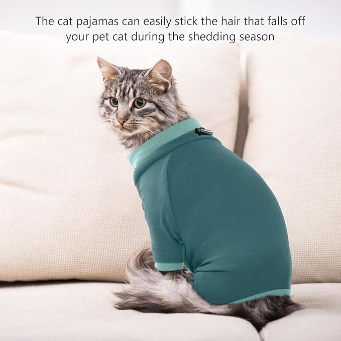 Cat Pajamas for Cats Only, Sticky Hair Cat Clothes, Sphynx Hairless Cats Sweater, Cat Onesie for Cats After Surgery Female Male, Prevent Lost Hair Kitten Onesie Shirts Costumes Outfits for Pet