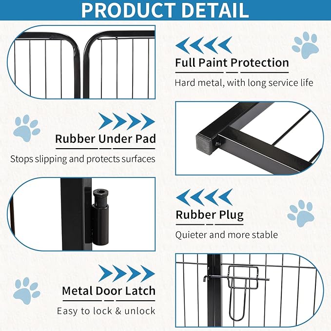 NEWBULIG Dog Playpen 8 Panels 40" Height Foldable Heavy Duty Metal Dog Exercise Playpen Puppy Fence for Indoor Outdoor Yard