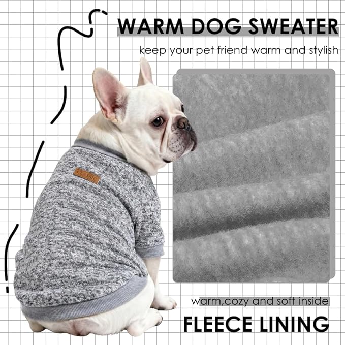 2 Pcs Dog Sweaters for Small Dogs Girl Boy Winter Fleece Clothes Warm Soft Dog Sweatshirt Outfit for Dogs Cats Pet Apparel