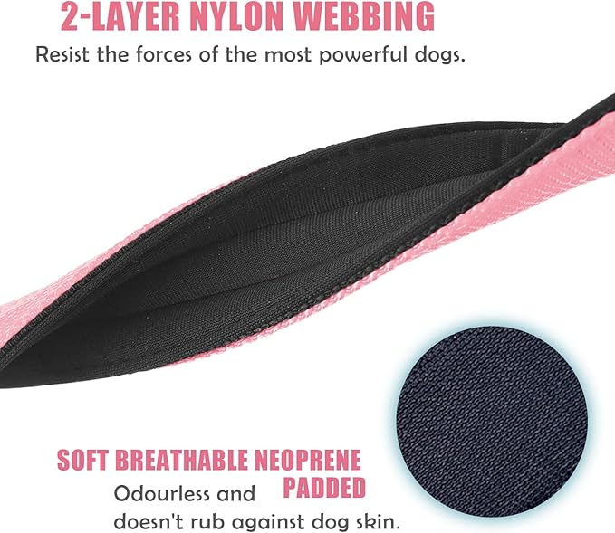 Heavy Duty Tactical Dog Collar - 1.5" Width Military Durable Thick Nylon with Adjustable Metal D Ring & Buckle Working Training K9 Collar for Medium Large Dogs (M(17"-20"), Pink)