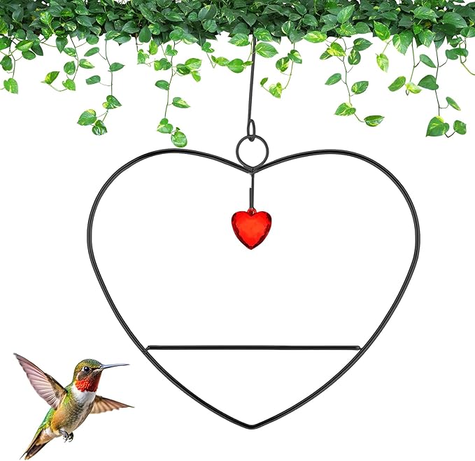 LemonRoad Hummingbird Swing, Tweet Heart Birdie Swing, Copper Hummingbird Perch Metal Frame for Wild Finches & Orioles Bird Outdoors Indoor Trunk Lawn Patio Garden (Black)