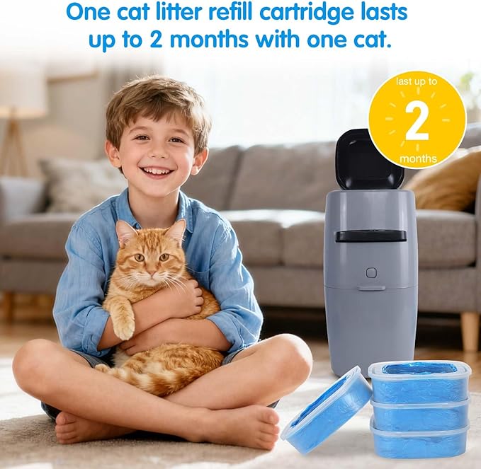Cat Litter Refills Bags 8 Pack Enhanced Odor Control Litter Refills Compatible with Genie Cat Standard, Plus and XL Pails