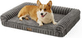 Cute Dog Bed for Medium Dogs, Faux Rabbit Fur Orthopedic Foam Dog Bed with Sides, Removable Washable Cover & Waterproof Lining, Comfortable Pet Couch, Grey (36" L x 27" W x 6.5" Th)