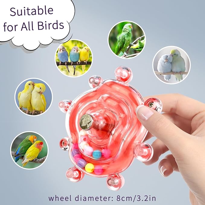 Parakeet Toys, Small Parrot Rotating Interactive Training Toy, Parakeet Cage Accessories, Budgie Toys, Cockatiel Toys, Lorikeets Toy, Love Bird Toys,Conure Toys,Bird Toys for Parrots (Yellow)