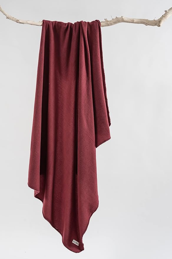 Fleece Throw Blanket Set Bulk for Travel Kids Outdoor Wedding Pet (Burgundy, Pack of 6 50x60 Inches)