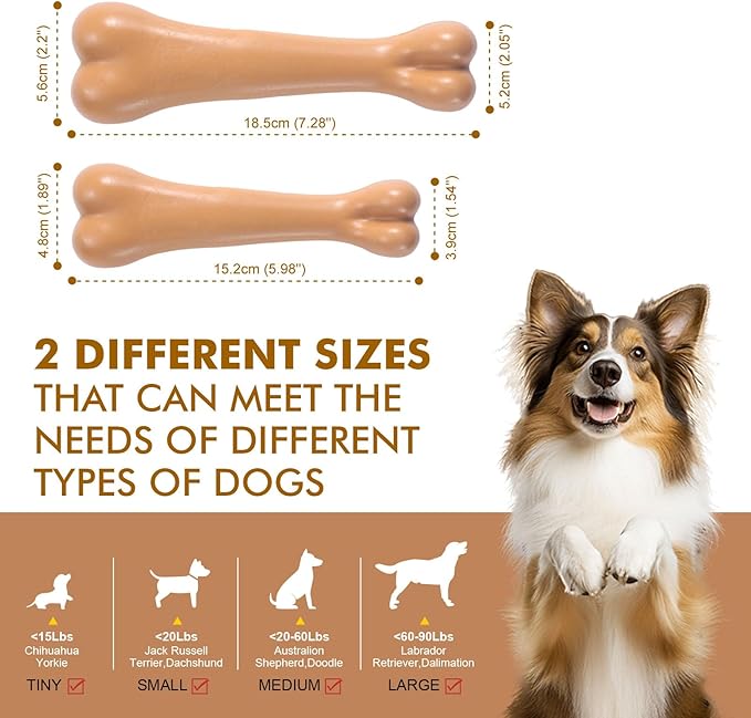 2 Pack Durable Dog Chew Toys for Aggressive Chewers-Puppy Teething Toys, Long-Lasting Dog Bones for Medium & Large Breeds-Indestructible Chew Toys for Dogs to Keep Them Busy & Support Dental Health