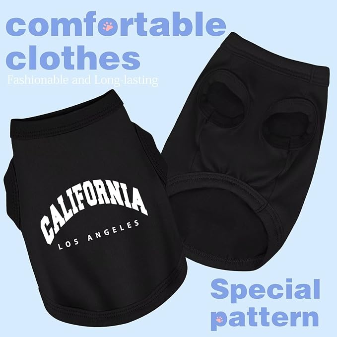 Discover Cozy Cotton Canine Wear: Soft, Lightweight, and Breathable Dog Shirt Vest with Eye-Catching Graphics(California), Keeping Your Furry Friend Warm and Comfy! Black S