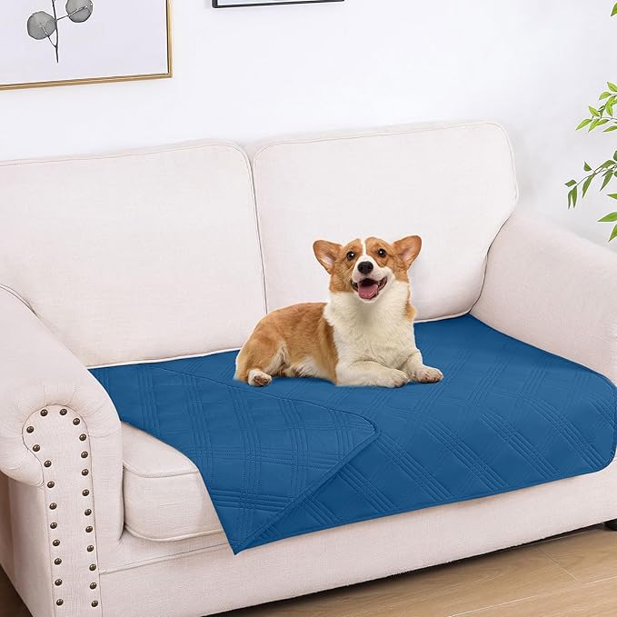 hyha Waterproof Dog Blanket, Reversible Pet Bed Blanket, Soft Sofa Couch Cover for Dogs Washable, Waterproof Pet Couch Covers for Sofa Puppy Cats Furniture Protector(30"x53", Navy Blue/Navy Blue)