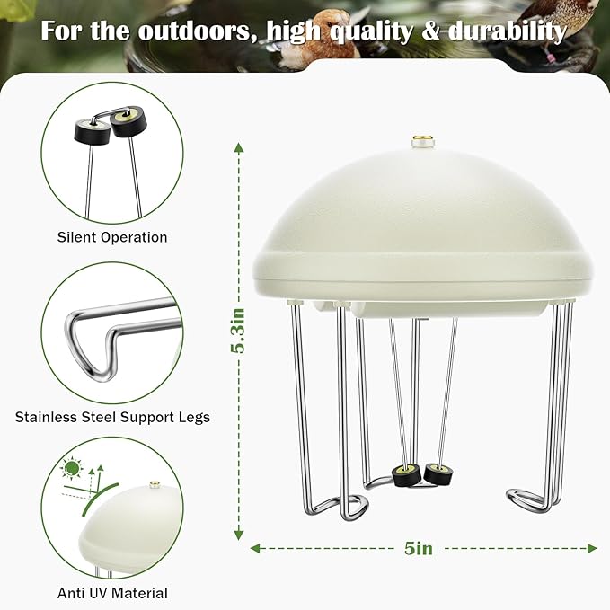 Buzzlett Bird Bath Water Circulator, Water Agitator for Bird Bath, Battery Powered, Energy Saving Switch Design and Quiet, Attract Birds