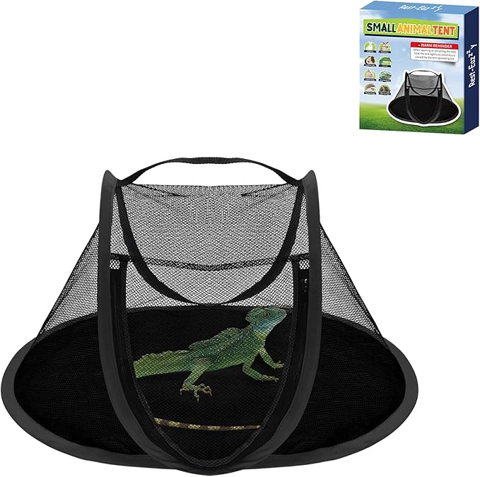 Rest-Eazzzy Small Animal Tent, Portable Cat Tent, Cat Enclosures for Outside and Indoor with Carry Bag, Pet Playpen for Hamster, Guinea Pig, Rabbits (XS-Black