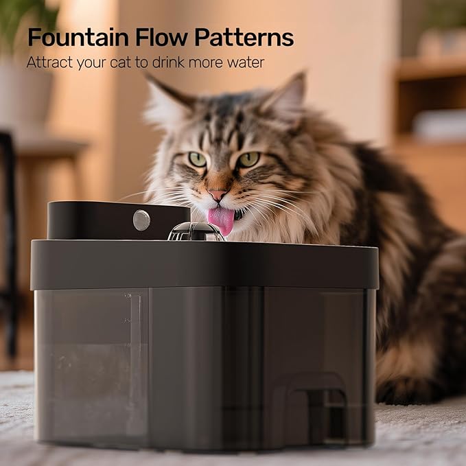 2026 Latest Cat Water Fountain, No Filter Cotton, App Monitoring Wastewater Separation Wireless Pet Fountain, 5000mAh Battery & Plug-in, 3L/101oz Water Dispenser for Cats Indoor, 2.4G Wi-Fi