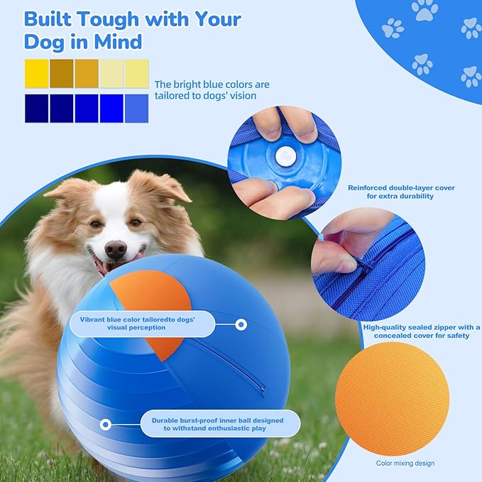 ZIDA 18" Herding Ball for Dogs and Horses - Upgraded Chew Material Dual-Layer Durable Dog Toy Agility Equipment for Australian Shepherds,Cattle,Border Collies,Small/Medieum Breeds